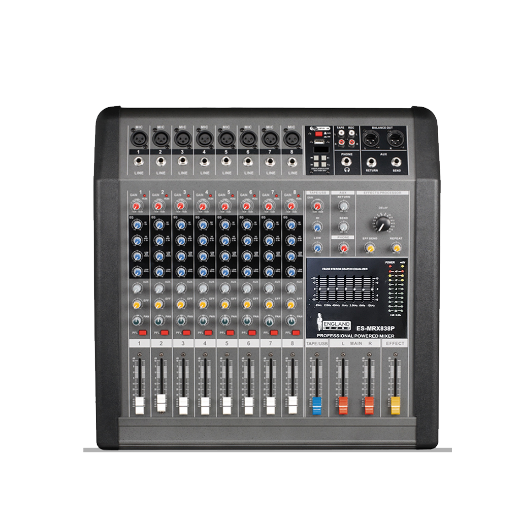CONSOLA AMPLIFICADA, 8 CANALES, 8 MONO, 2x380W 4 OHM, USB