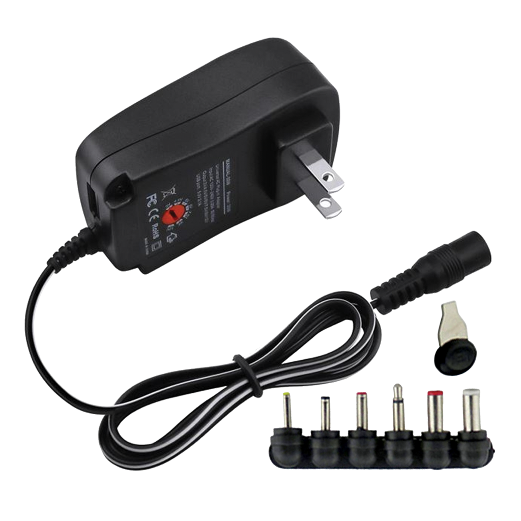 ADAPTADOR DE VOLTAJE UNIVERSAL, 1.5A, DC 3V, 4.5V, 5V, 6V, 7.5V, 9V, 12V, 30W, PUERTO USB 5V 2.1A