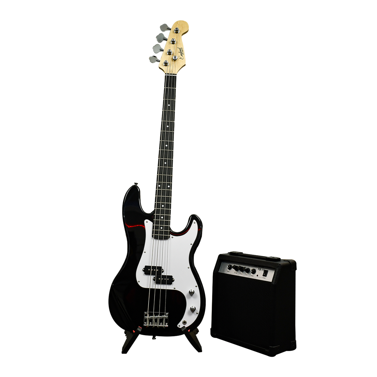 COMBO BAJO ELECTRICO 4 CUERDAS, TIPO PRECISION BASS COLOR AMARILLO, INCLUYE BOLSO, CUERDAS DE REPUESTO, CABLE, CORREA, AFINADOR, SOPORTE Y AMPLIFICADOR 15W