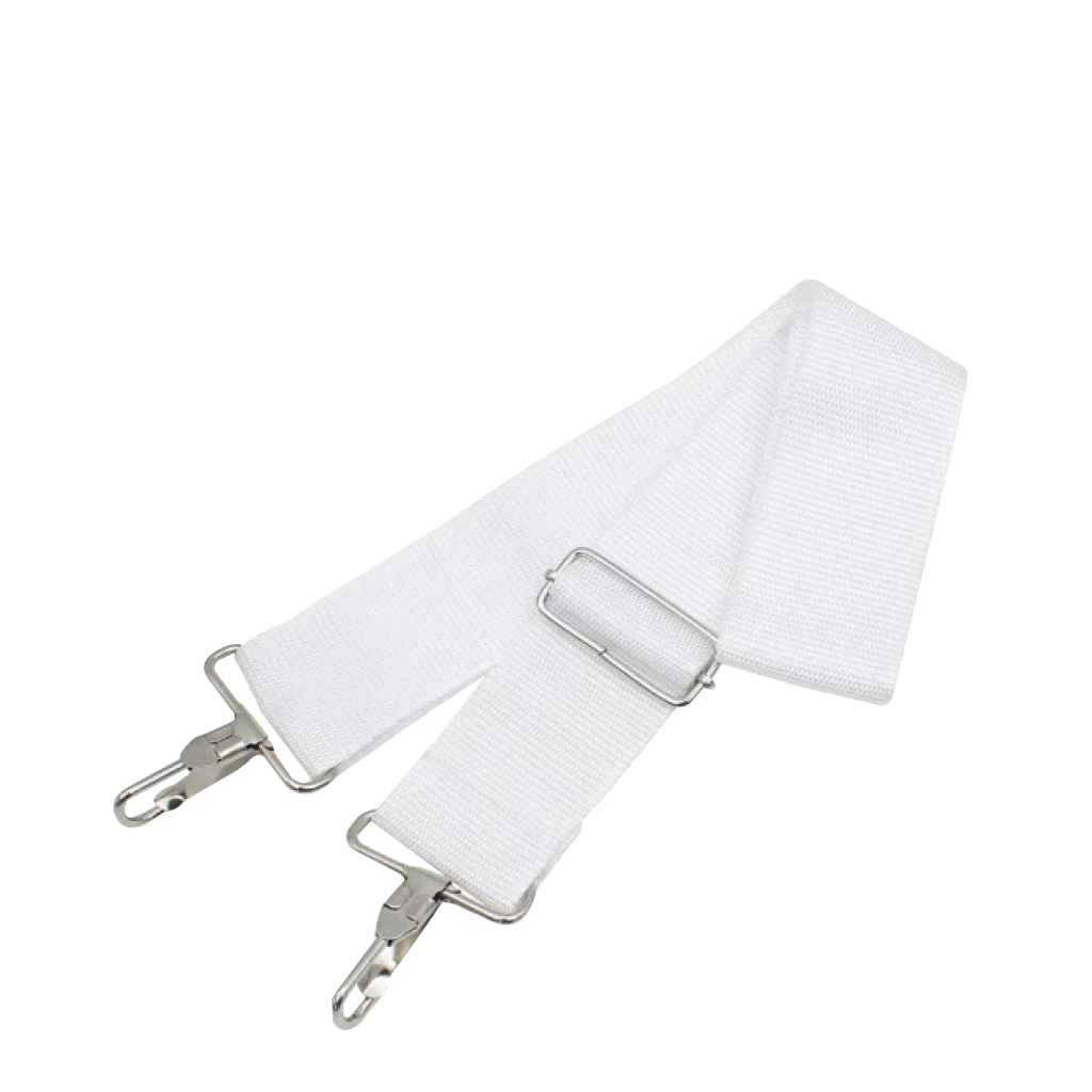 CORREA PARA REDOBLANTE  BANDA DE GUERRA, MATERIAL POLIPROPILENO, COLOR BLANCO