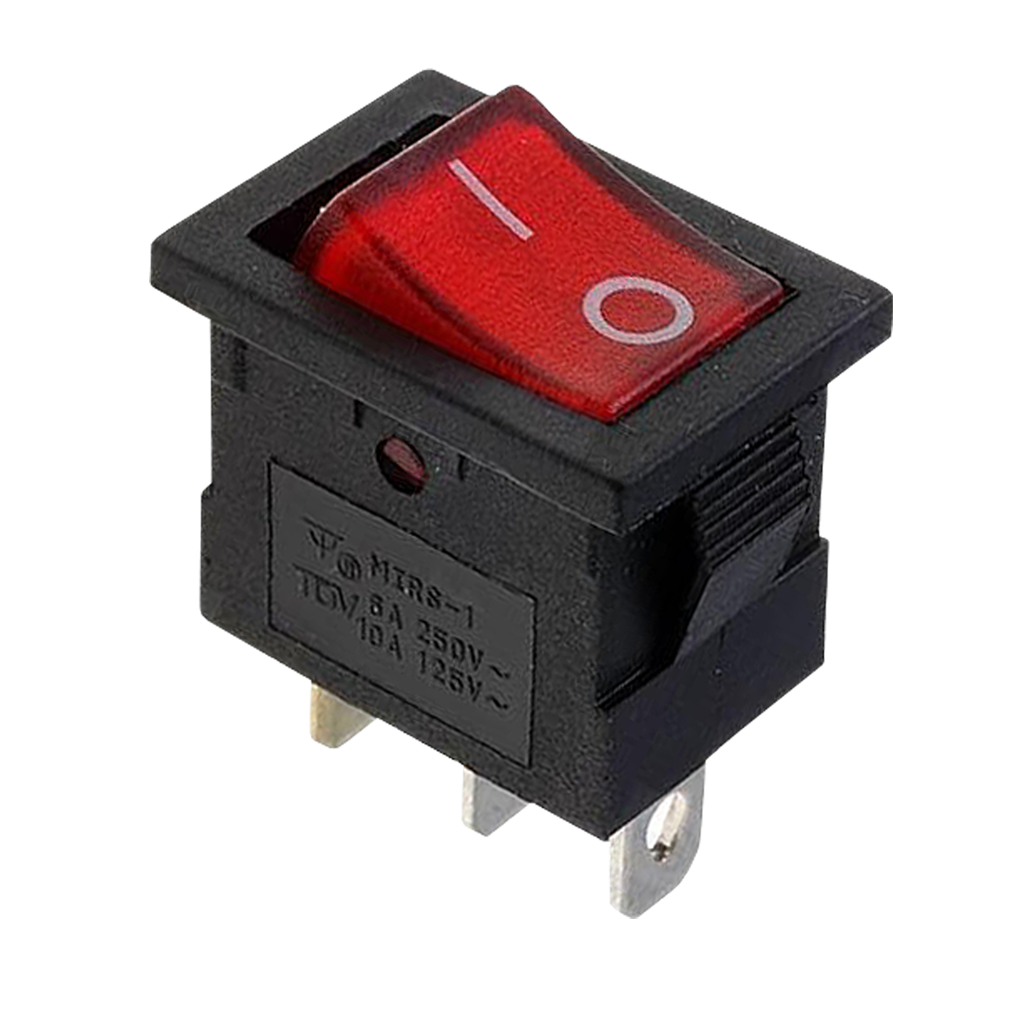 SWITCH CON NEON, 3 PINES, 2 POSICIONES, ON/OFF, 10A 125A, 6A-250V