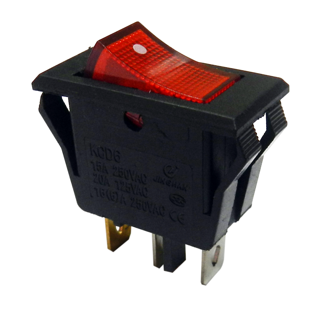 SWITCH CON NEON, 3 PINES, 2 POSICIONES, ON/OFF, 15A 125V, 10A-250V