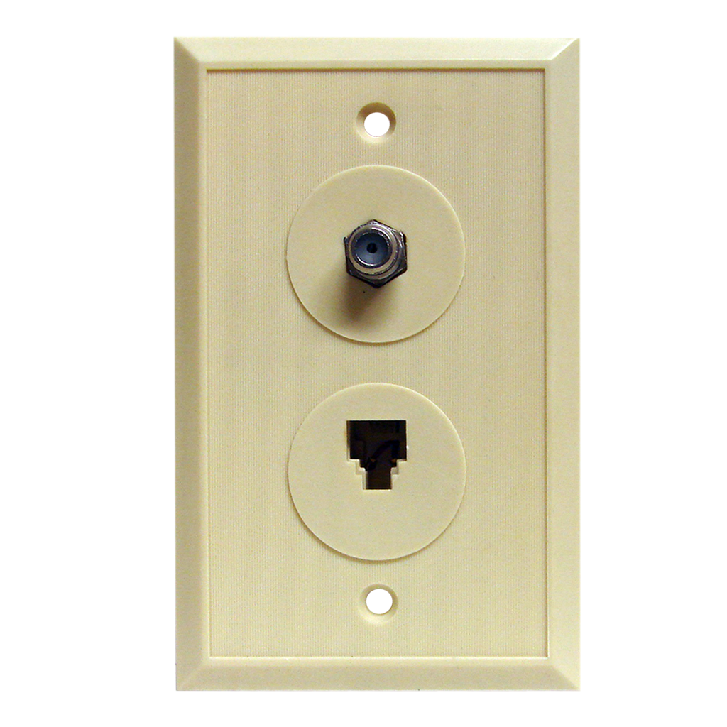 PLACA DE PARED CON JACK RJ-11 Y CONECTOR COAXIAL RG-59