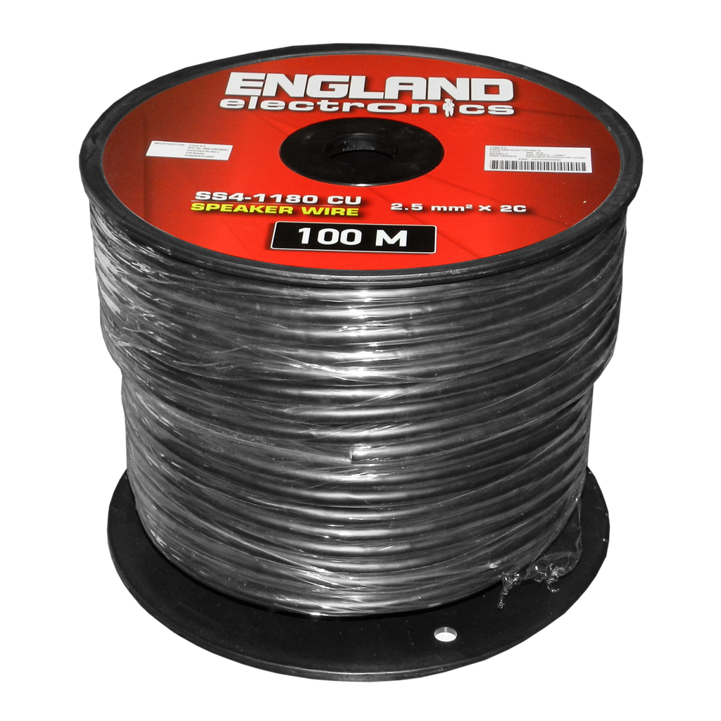 Rollo Cable Parlante Calibre 14AWG, 100 m, 100% Cobre CU, Libre de Oxígeno, ENGLAND ELECTRONICS SS4-1180CU -100m