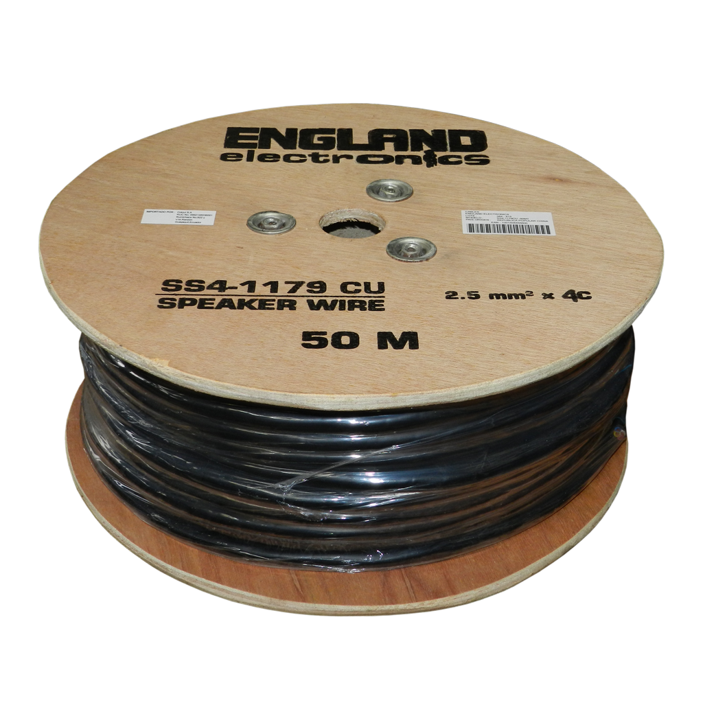 Rollo Cable Parlante Calibre 14AWG, 50 m, 100% Cobre CU, Libre de Oxígeno, ENGLAND ELECTRONICS SS4-1179CU -50m