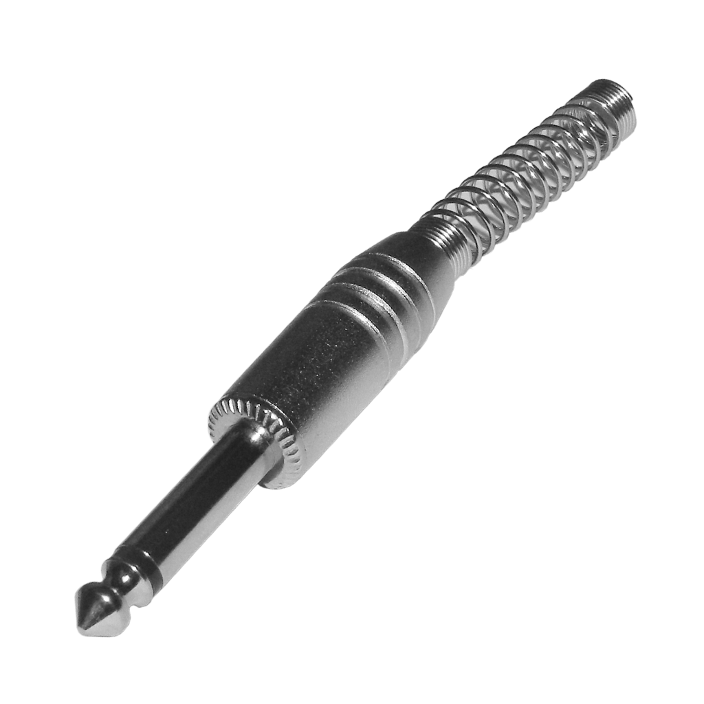 PLUG 6.3MM PLATEADO, MONO CON RESORTE, METALICO