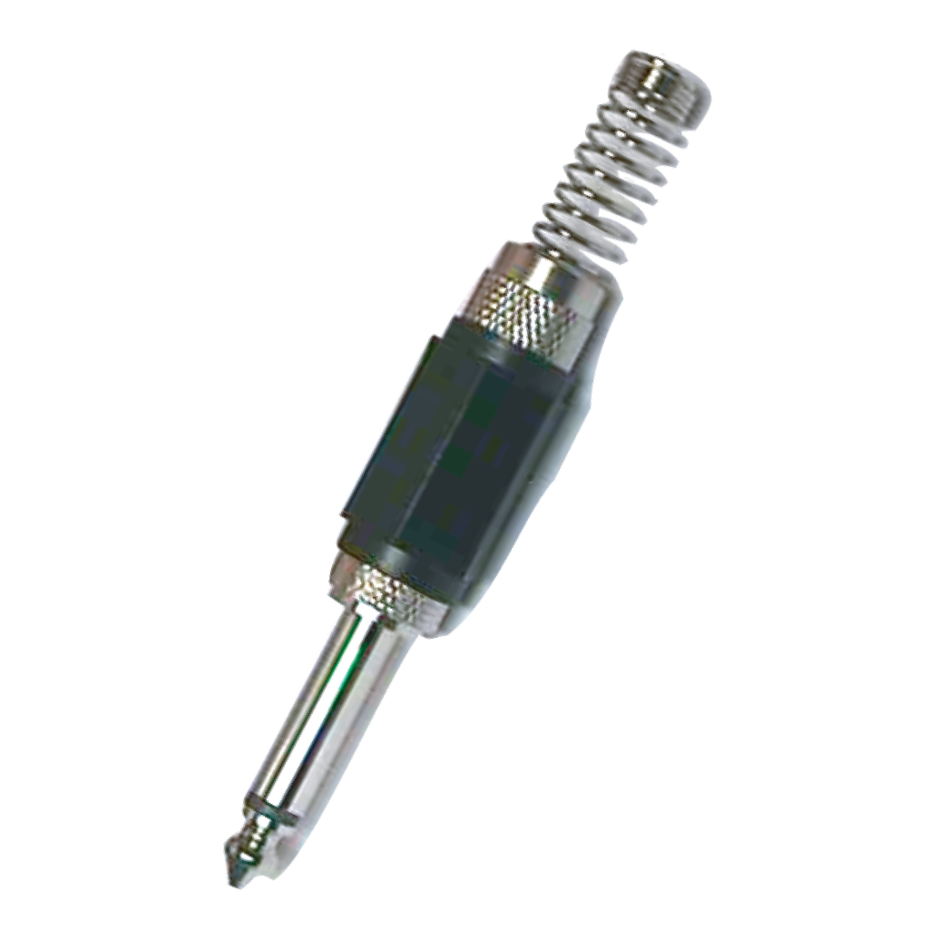 PLUG 6.3MM PLATEADO, MONO CON RESORTE, METALICO