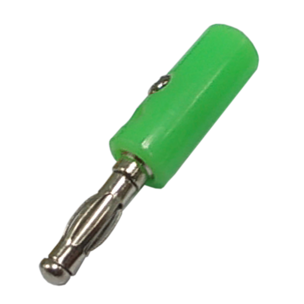 PLUG BANANA PLATEADO, VERDE, PLASTICO