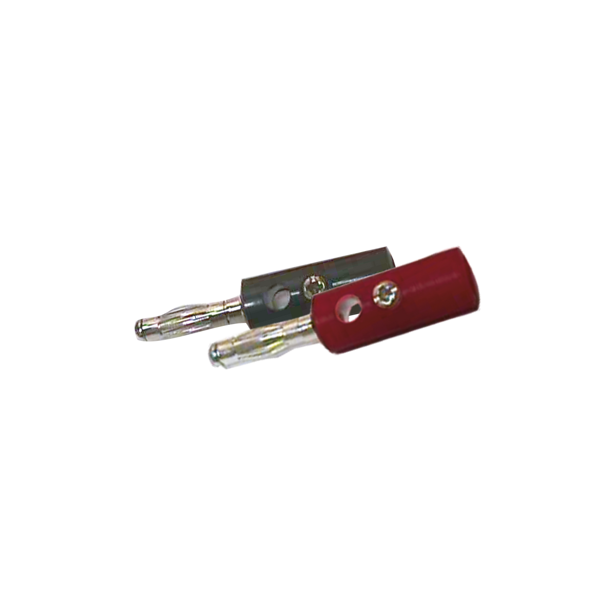 PLUG BANANA PLATEADO, NEGRO/ROJO, PLASTICO