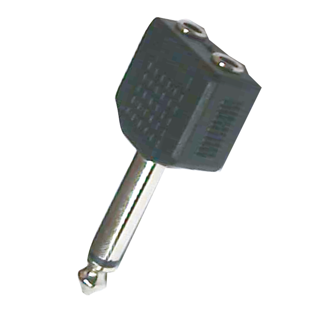 ADAPTADOR 2 JACK 3.5MM MONO A PLUG 6.3MM MONO, PLASTICO