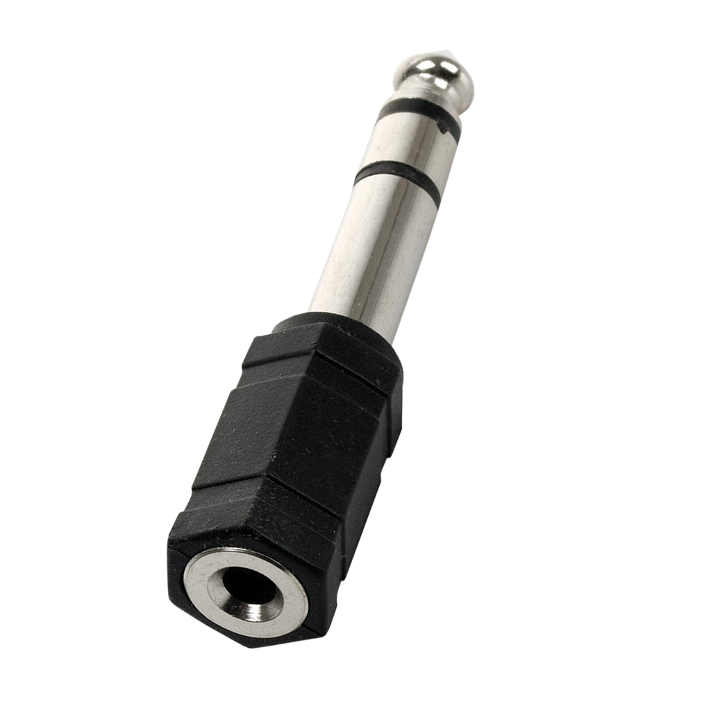 ADAPTADOR JACK 3.5MM A PLUG 6.3MM ESTEREO, DORADO, PLASTICO