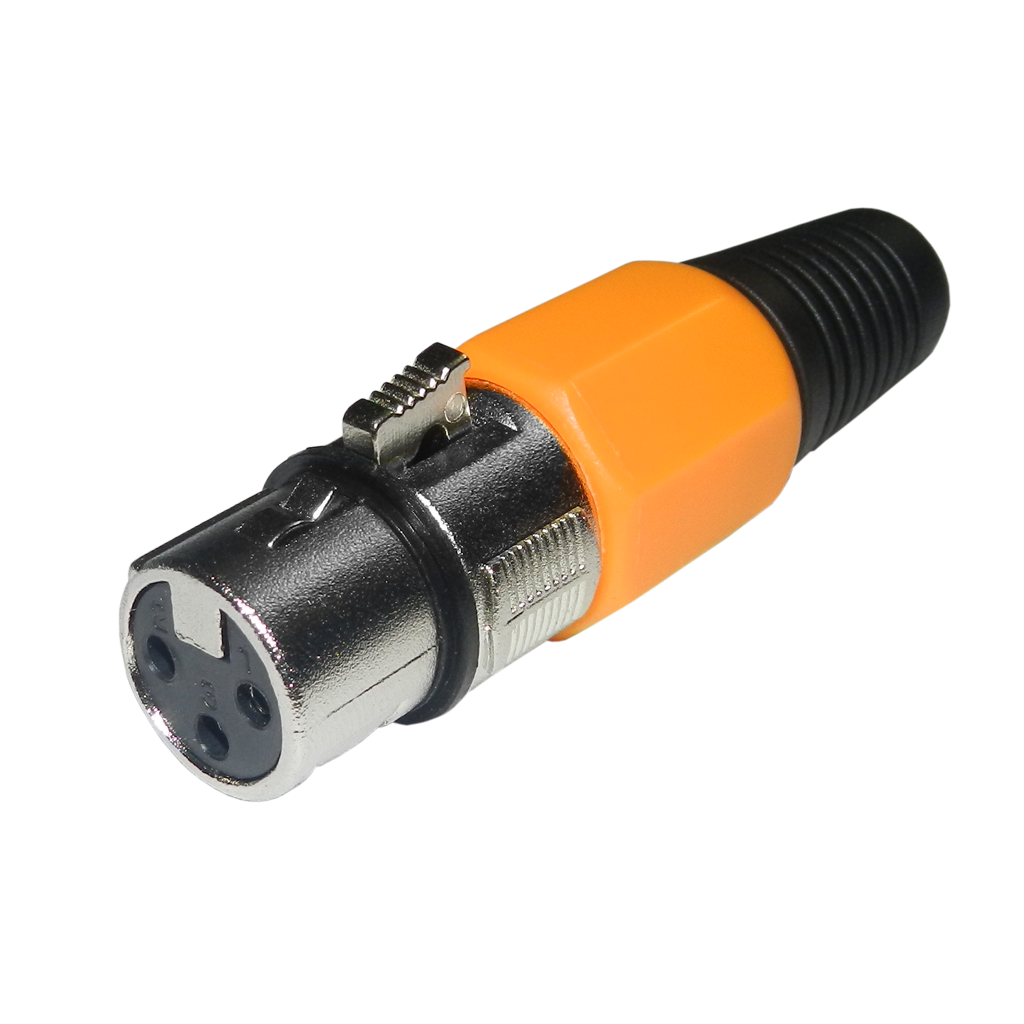 JACK XLR, 3 PINES, NARANJA, PLASTICO