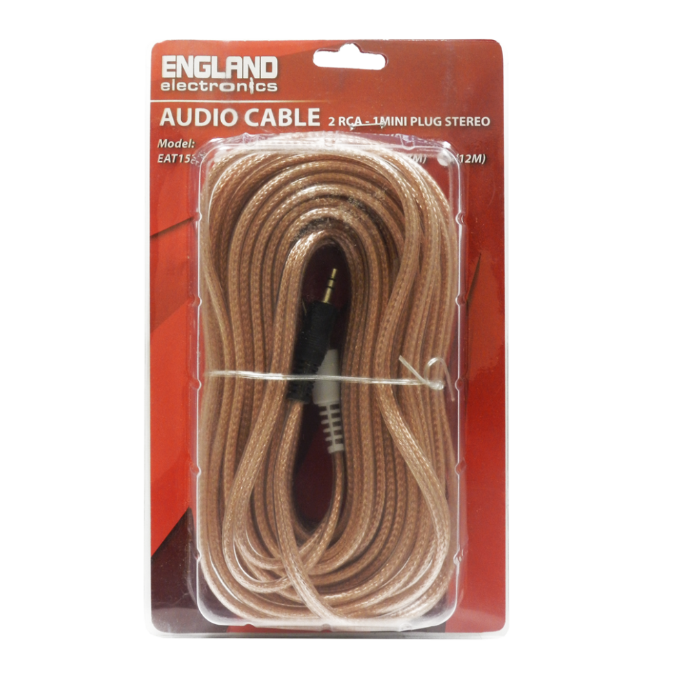 Cable para Audio 2 Plug RCA a Plug 3.5mm Estéreo, 12 m Long. Cable, ENGLAND ELECTRONICS EAT1514