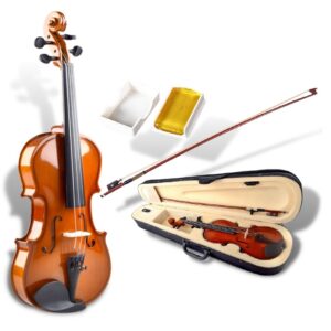 Violín 4/4 de madera maple con estuche, arco y perrubia.