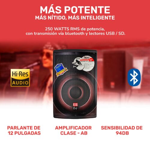CAJA AMPLIFICADA PRO DE 12 PULG, 200W RMS, ES-BIG BOSS 12-DJ PRO - Imagen 5