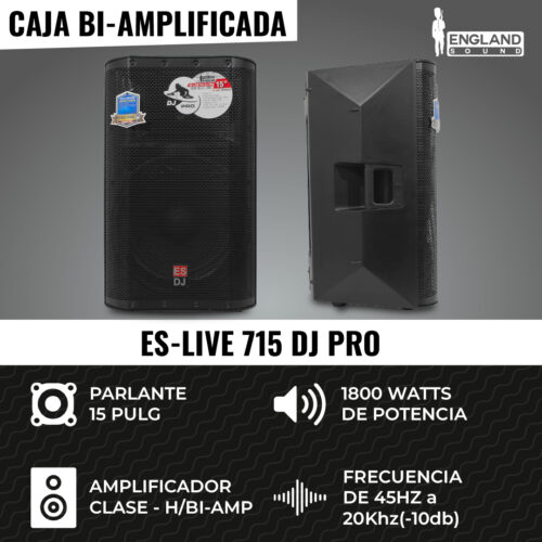 CAJA AMPLIFICADA PRO DE 15 PULG, 1800W RMS, ENGLAND SOUND, ES-LIVE 715-DJ PRO - Imagen 6