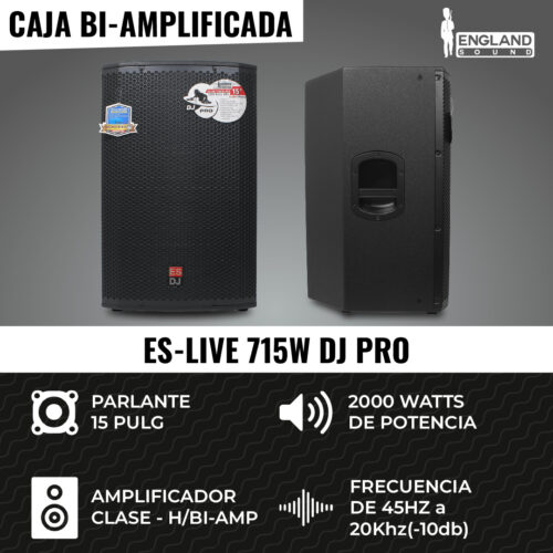 CAJA AMPLIFICADA DE MADERA PRO DE 15 PULG, 1800W RMS, ENGLAND SOUND, ES-LIVE 715W-DJ PRO - Imagen 6