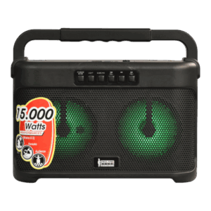 CAJA AMPLIFICADA CON BATERIA 2X4", REPRODUCTOR ANALOGICO DIGITAL, ENTRADA 3.5MM, LUZ LED RGB